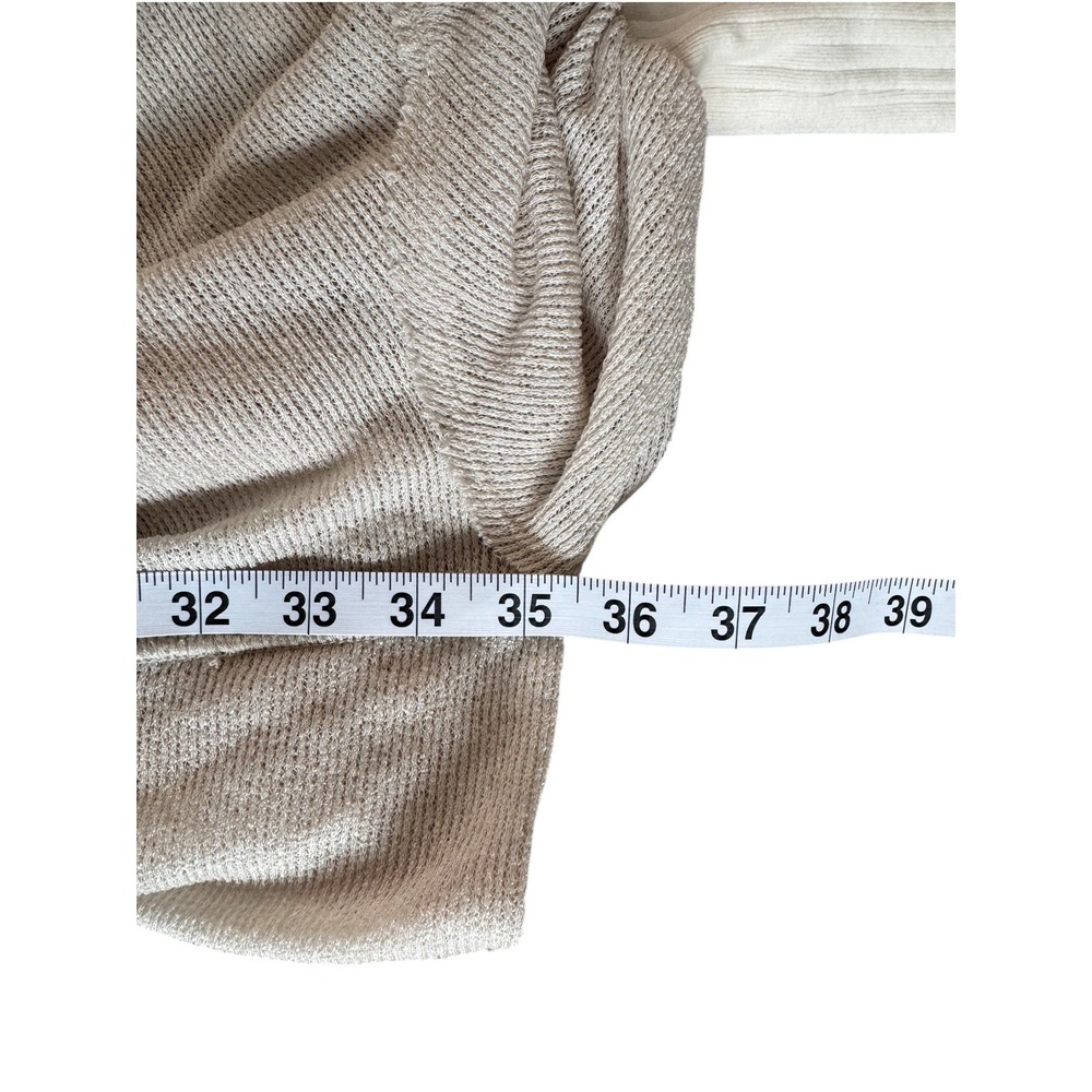 Free People Oversized Knit Balloon Sleeve Blue Bell‎ Henley XS Beige Long Sleeve - Picture 11 of 14